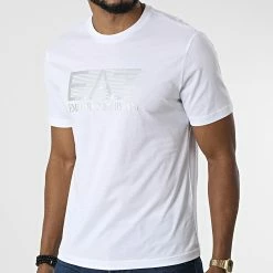De gros ❤️ Tee 👕 Shirt 6LPT81-PJM9Z Blanc Argenté de EA7 Emporio Armani 🧨