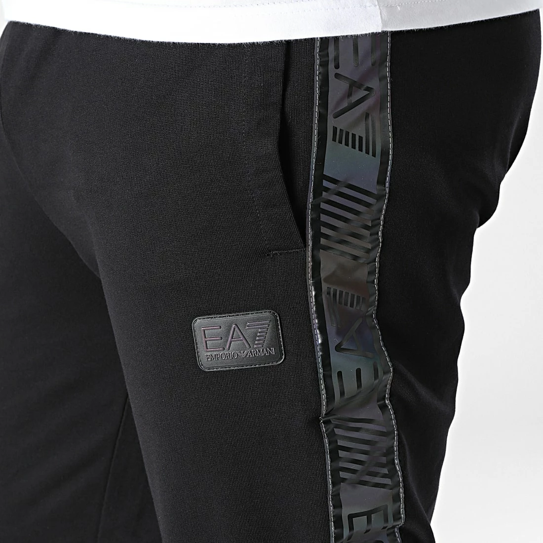 Nouveau 🧨 Pantalon Jogging A Bandes 6LPP76-PJ05Z Noir Iridescent Réfléchissant de EA7 Emporio Armani ✔️ – Image 2