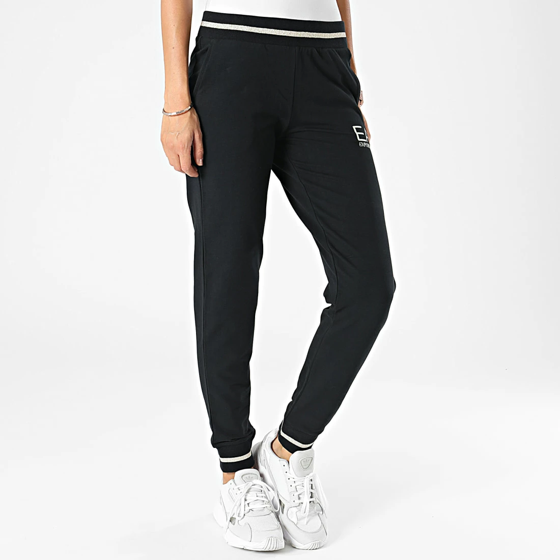 Le moins cher 💯 Pantalon Jogging Femme 6LTP59 Noir Doré de EA7 Emporio Armani 💯 – Image 3