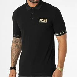 Bon marché ⌛ Polo Manches Courtes 6LPF07-PJ5AZ Noir Doré de EA7 Emporio Armani 🌟