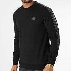 Meilleure affaire 😉 Sweat Crewneck A Bandes 6LPM43-PJ05Z Noir Réfléchissant Iridescent de EA7 Emporio Armani 🌟