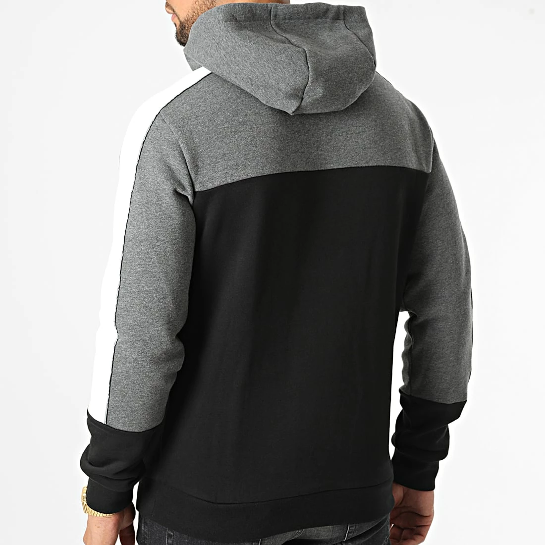 Bon marché 🎁 Sweat Zippé Capuche 6LPM15-PJ07Z Noir Gris Chiné Blanc Réfléchissant de EA7 Emporio Armani 🧨 – Image 4