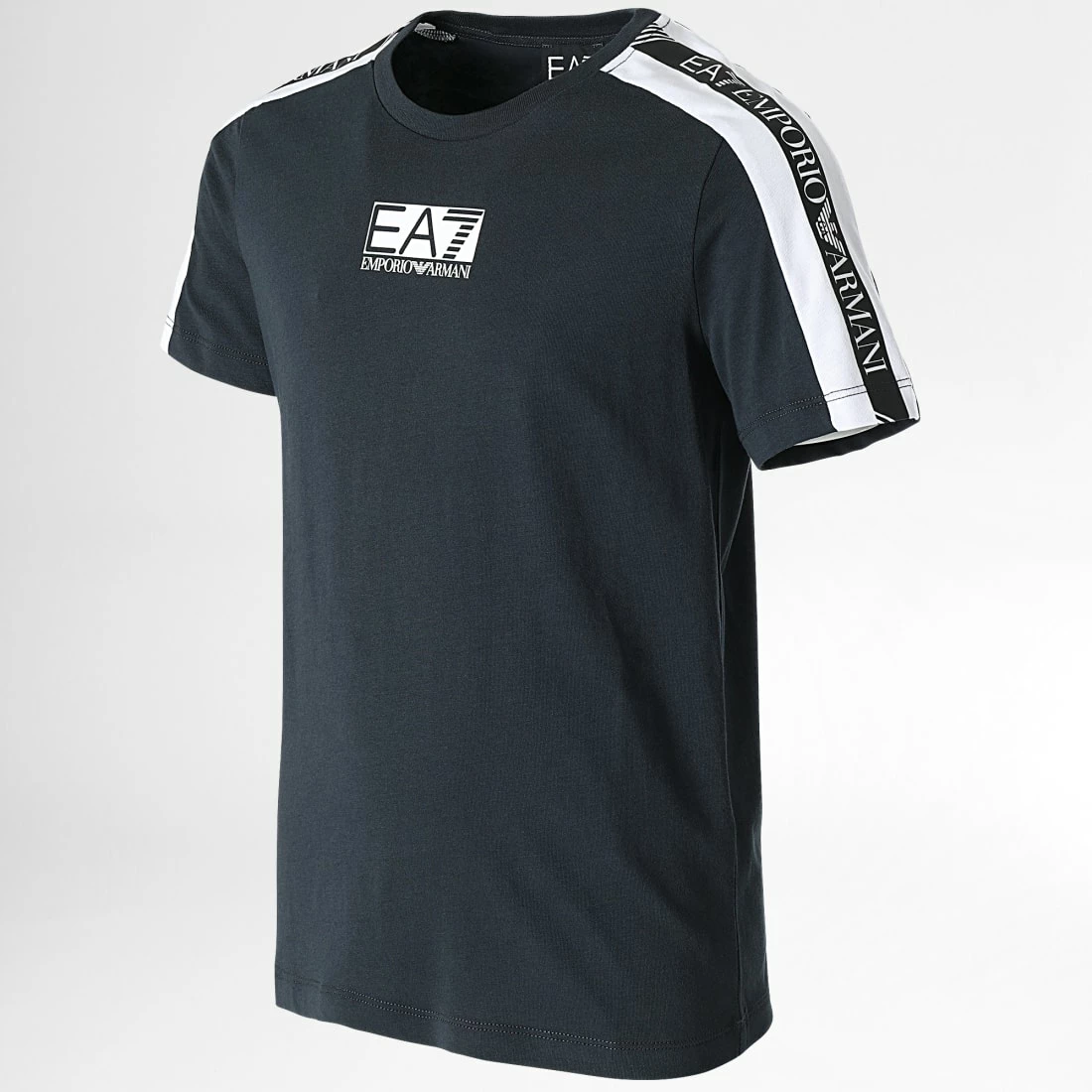 Offres 🔔 Tee 👕 Shirt A Bandes Enfant 6LBT57-BJ02Z Bleu Marine de EA7 Emporio Armani ✔️