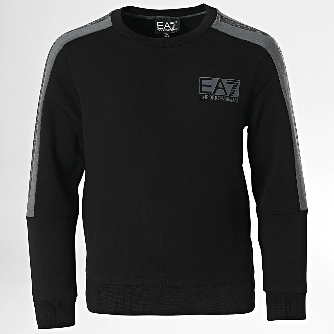 Vente flash 😀 Sweat Crewneck A Bandes Enfant 6LBM62-BJEXZ Noir de EA7 Emporio Armani 👍
