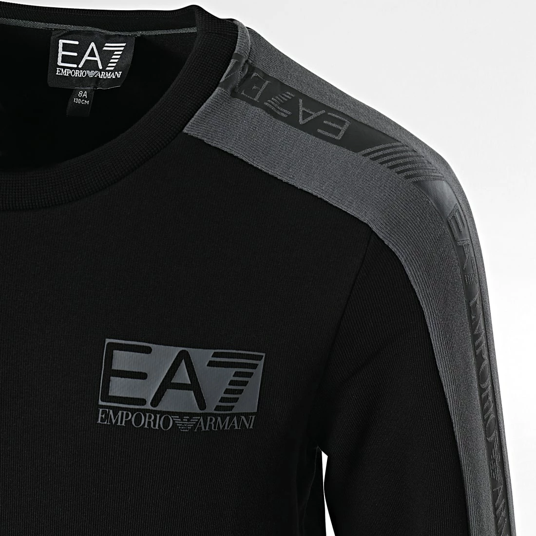 Vente flash 😀 Sweat Crewneck A Bandes Enfant 6LBM62-BJEXZ Noir de EA7 Emporio Armani 👍 – Image 2