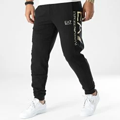 Sortie ✨ Pantalon Jogging 6LPP80-PJFGZ Noir Doré de EA7 Emporio Armani 🤩