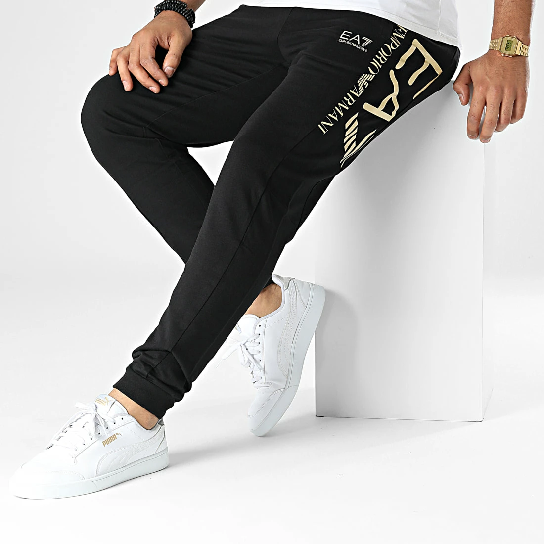 Sortie ✨ Pantalon Jogging 6LPP80-PJFGZ Noir Doré de EA7 Emporio Armani 🤩 – Image 3