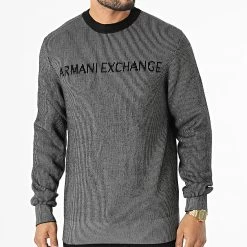 Offres 🥰 Pull A Rayures 6LZM2M-ZM2CZ Noir Gris de EA7 Emporio Armani 🧨