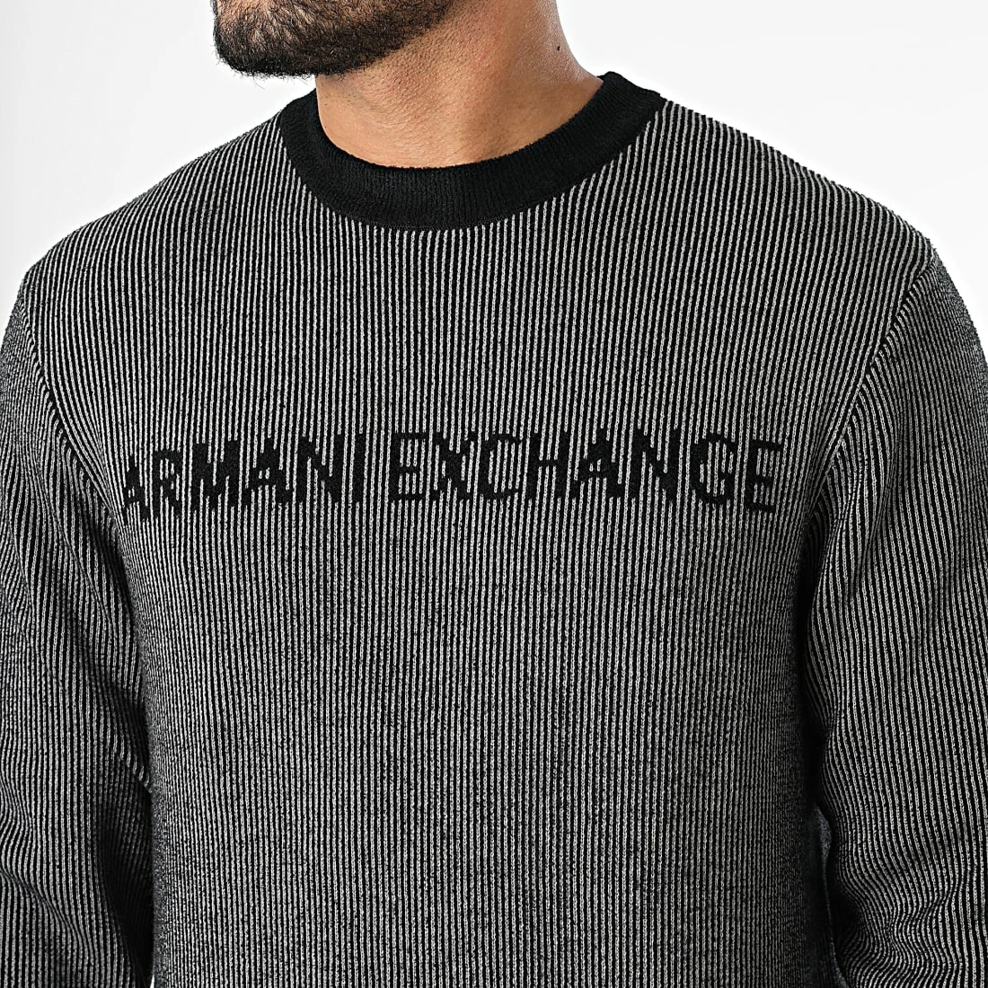 Offres 🥰 Pull A Rayures 6LZM2M-ZM2CZ Noir Gris de EA7 Emporio Armani 🧨 – Image 2