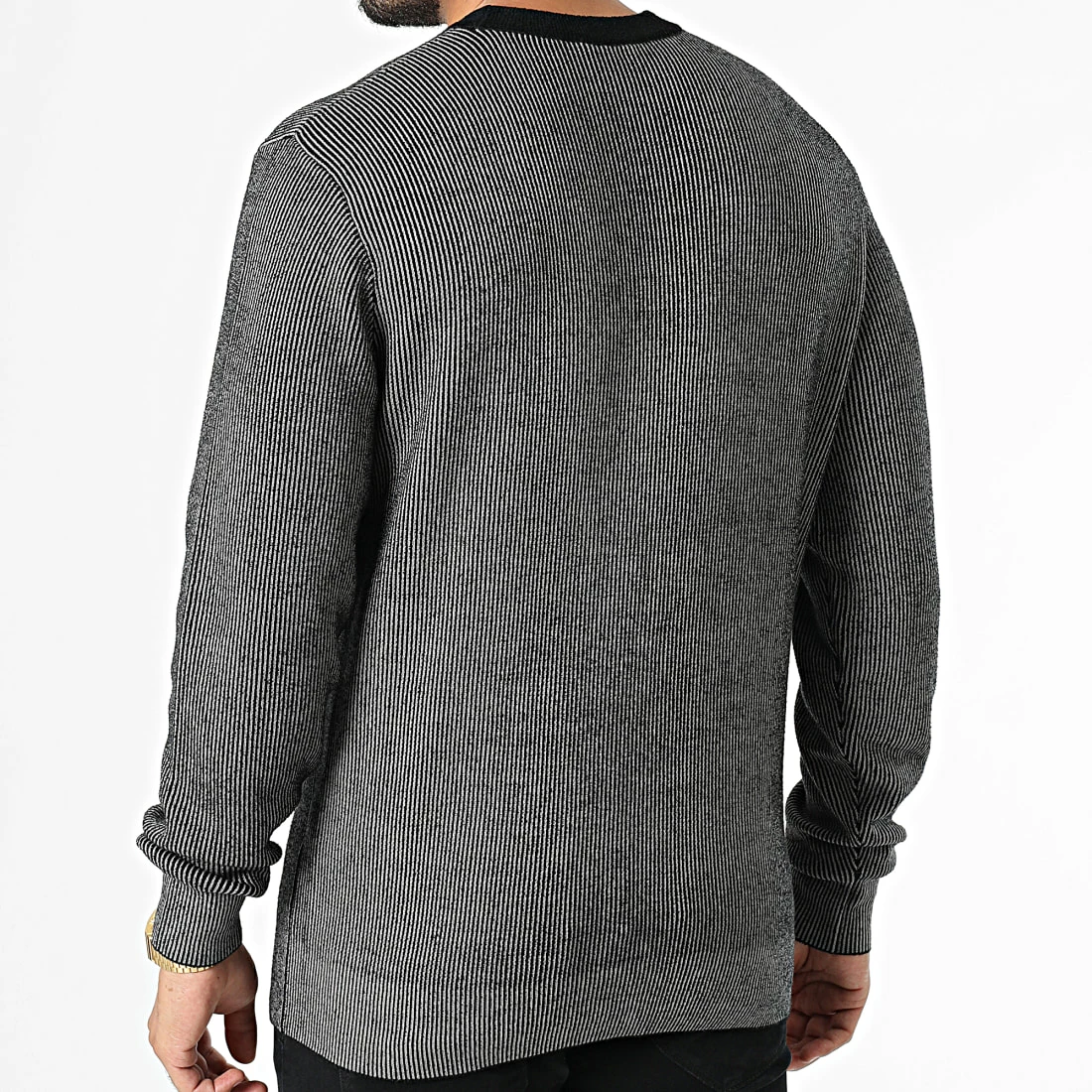 Offres 🥰 Pull A Rayures 6LZM2M-ZM2CZ Noir Gris de EA7 Emporio Armani 🧨 – Image 4