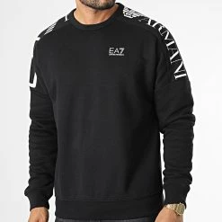 Remise 🎁 Sweat Crewneck 6LPM54-PJHLZ Noir de EA7 Emporio Armani 🌟