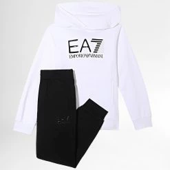 Meilleure affaire 👏 Ensemble De Survetement Enfant 6LBV55-BJ05Z Blanc Noir de EA7 Emporio Armani 👍