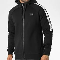 Tout neuf 👏 Sweat Capuche Zippé A Bandes 6LPMAC Noir de EA7 Emporio Armani 🧨