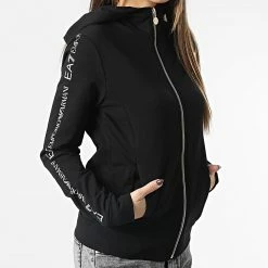 Top 10 💯 Sweat Capuche Zippé Femme 6LTM07-TJFTZ Noir de EA7 Emporio Armani 😀