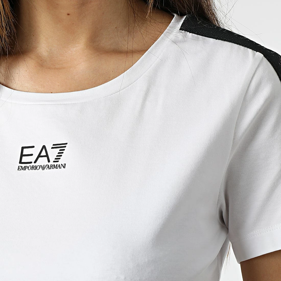Coupon ⌛ Tee 👕 Shirt A Bandes Femme 6LTT18 Blanc de EA7 Emporio Armani 😍 – Image 2