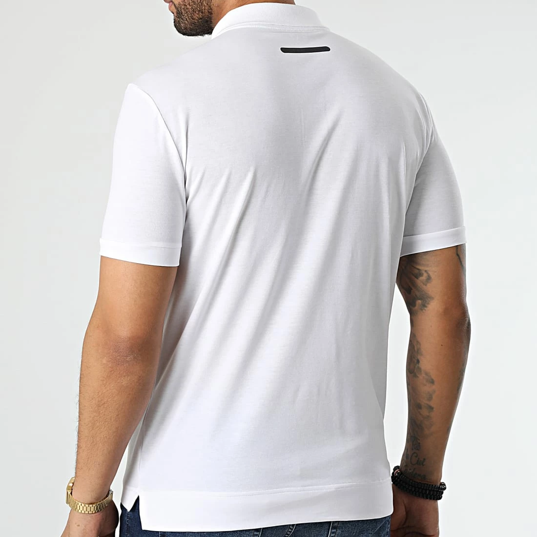 Nouveau ✨ Polo Manches Courtes A Bandes 6LPF04-PJAMZ Blanc Réfléchissant Iridescent de EA7 Emporio Armani 😍 – Image 4