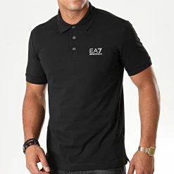 Remise 👍 Polo Manches Courtes 8NPF04-PJM5Z Noir Blanc de EA7 Emporio Armani 🛒
