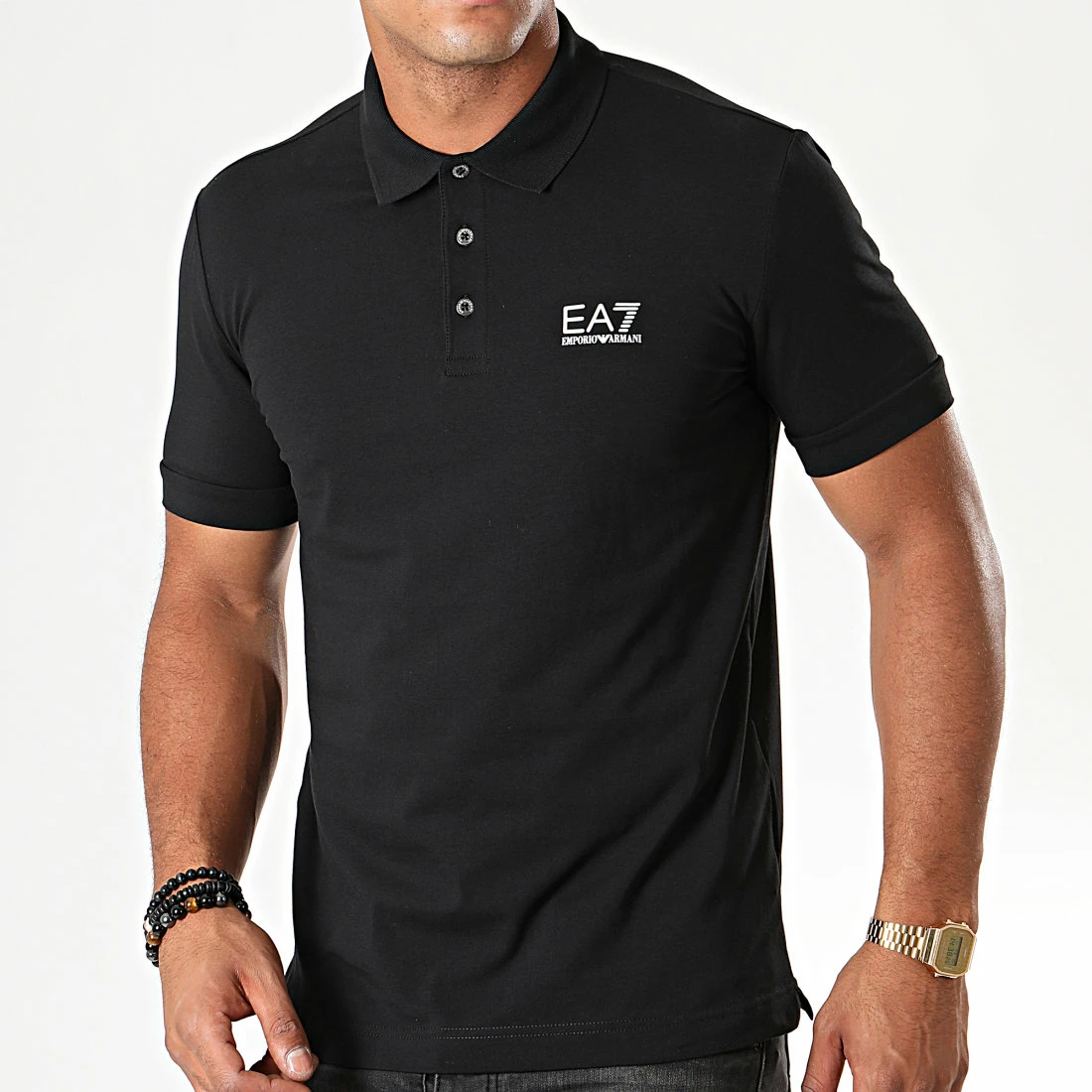 Remise 👍 Polo Manches Courtes 8NPF04-PJM5Z Noir Blanc de EA7 Emporio Armani 🛒