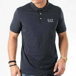 Promo 🌟 Polo Manches Courtes 8NPF04_PJM5Z Bleu Marine de EA7 Emporio Armani ❤️