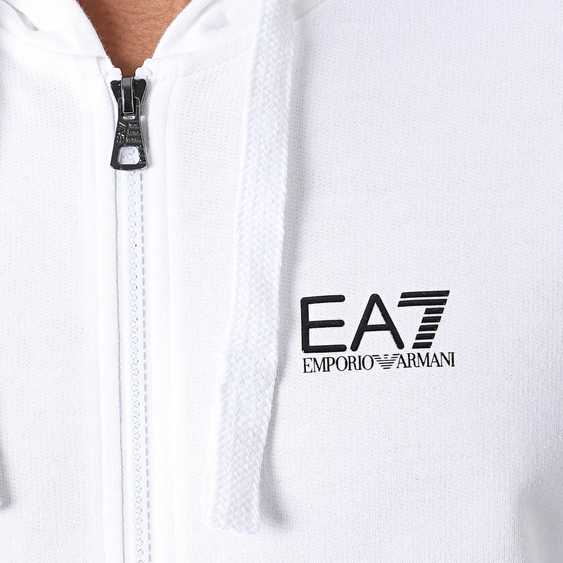 De gros 👍 Sweat Zippé Capuche 8NPM03-PJ05Z Blanc Cassé de EA7 Emporio Armani 😀 – Image 2